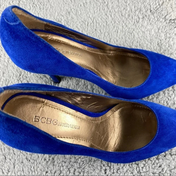Bcbgeneration shoe heels Pump‎ Womens 6 B Blue Suede Pointed Toe Kitten Heels - Picture 10 of 13